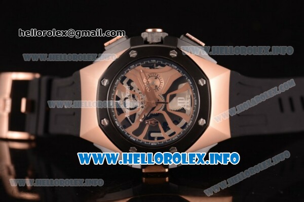 Audemars Piguet Royal Oak Concept Laptimer Michael Schumacher Limited Edition Miyota Quartz Rose Gold Case with Skeleton Dial and Black Rubber strap - Click Image to Close